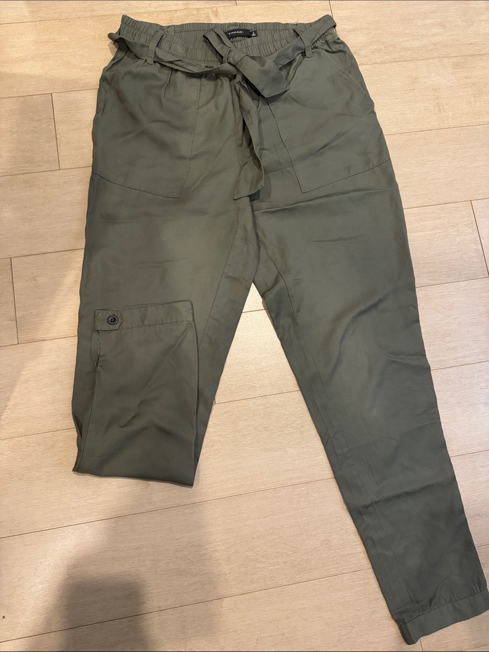 Tahari Olive Utility Drawstring Cargo Pants